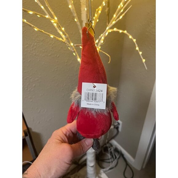 Handmade Plush Christmas Gnome Ornament - Festive Red Hat & Fluffy Beard - Cute - Picture 5 of 6